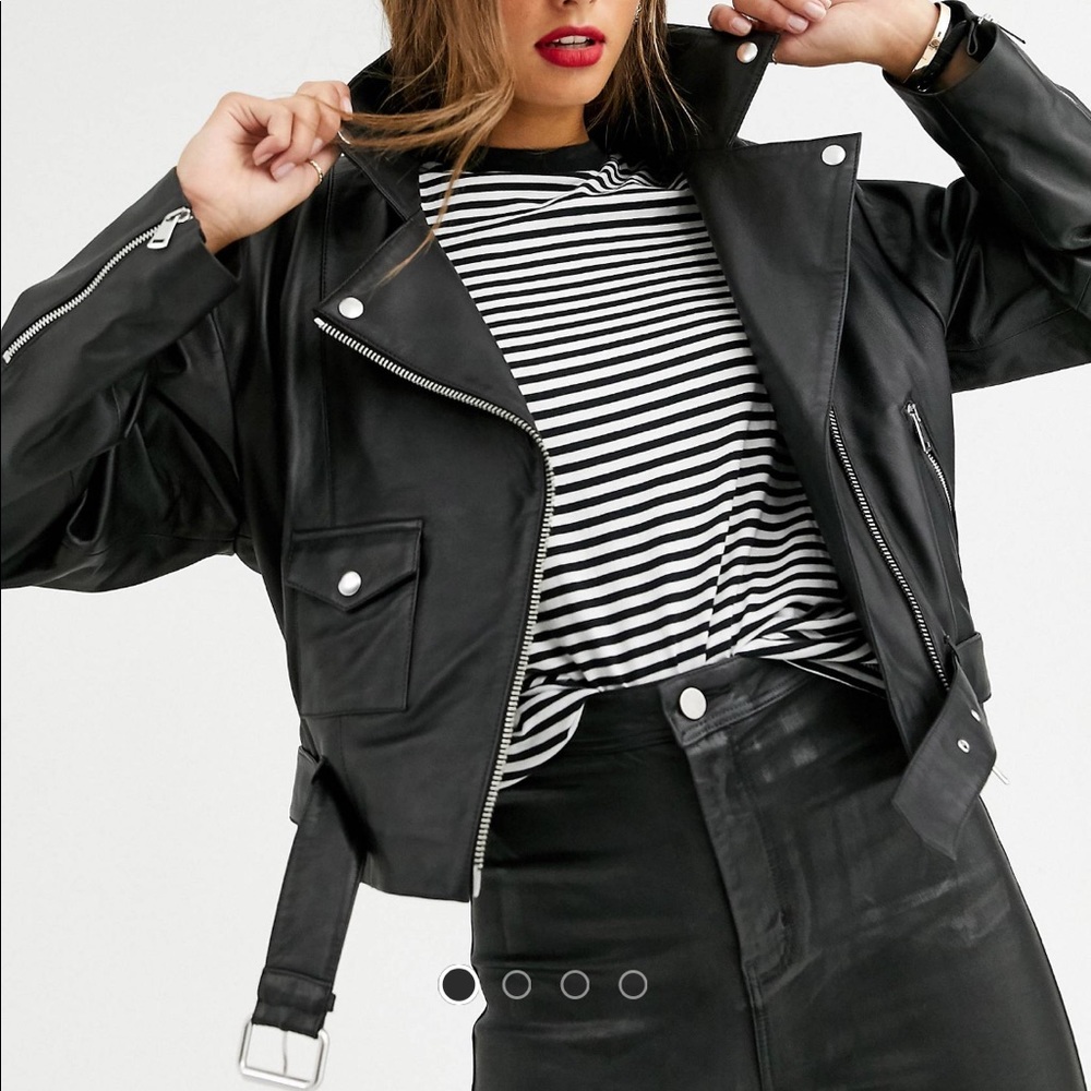 NWT Lab Leather Dropped Shoulder Biker Jacket
